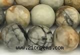 CPJ718 15 inches 12mm faceted round black picasso jasper gemstone beads