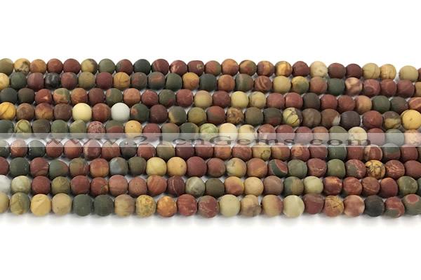CPJ735 15 inches 4mm round matte picasso jasper beads