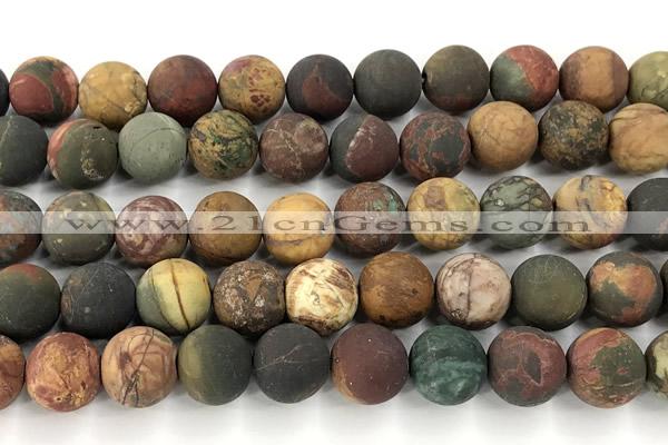 CPJ738 15 inches 10mm round matte picasso jasper beads