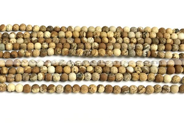 CPJ745 15 inches 4mm round matte picture jasper beads