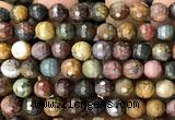 CPJ767 15 inches 10mm faceted round picasso jasper beads wholesale
