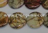 CPJ80 15.5 inches 25mm flat round picasso jasper gemstone beads