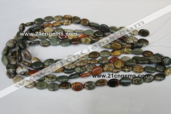 CPJ83 15.5 inches 10*14mm oval picasso jasper gemstone beads