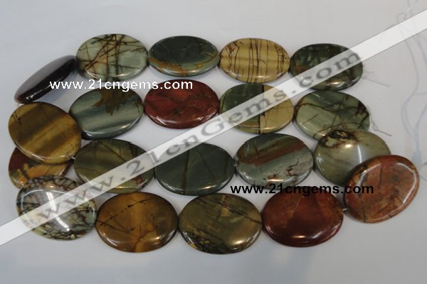 CPJ88 15.5 inches 30*40mm oval picasso jasper gemstone beads