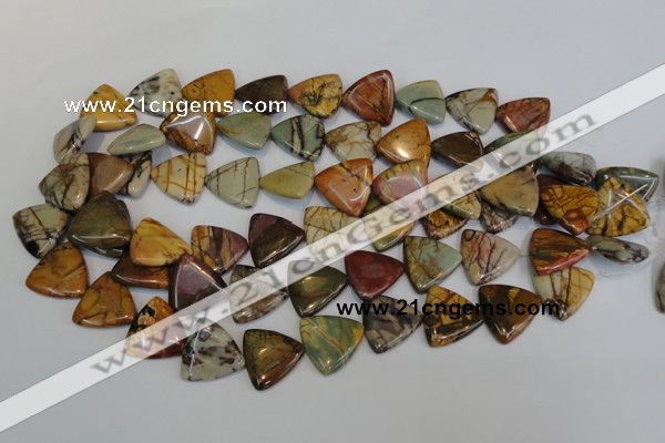 CPJ92 15.5 inches 20*20mm triangle picasso jasper gemstone beads