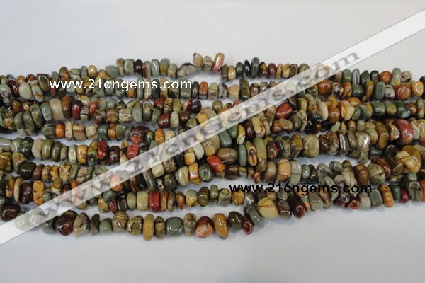 CPJ94 15.5 inches 5*11mm nuggets picasso jasper gemstone beads