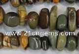 CPJ95 15.5 inches 6*14mm nuggets picasso jasper gemstone beads