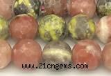 CPM11 15 inches 6mm faceted round red plum blossom jade beads