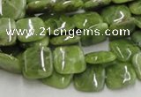 CPO07 15.5 inches 10*10mm square olivine gemstone beads wholesale