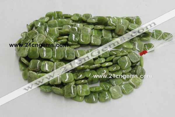 CPO08 15.5 inches 12*12mm square olivine gemstone beads wholesale