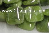 CPO11 15.5 inches 20*20mm square olivine gemstone beads wholesale