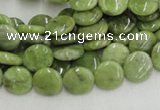 CPO15 15.5 inches 10mm flat round olivine gemstone beads wholesale