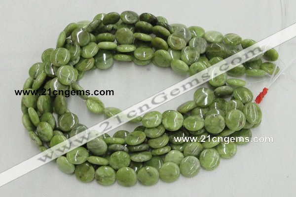 CPO15 15.5 inches 10mm flat round olivine gemstone beads wholesale