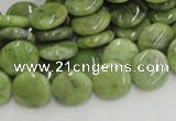 CPO16 15.5 inches 12mm flat round olivine gemstone beads wholesale