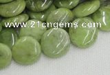 CPO17 15.5 inches 16mm flat round olivine gemstone beads wholesale