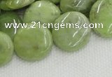 CPO18 15.5 inches 20mm flat round olivine gemstone beads wholesale