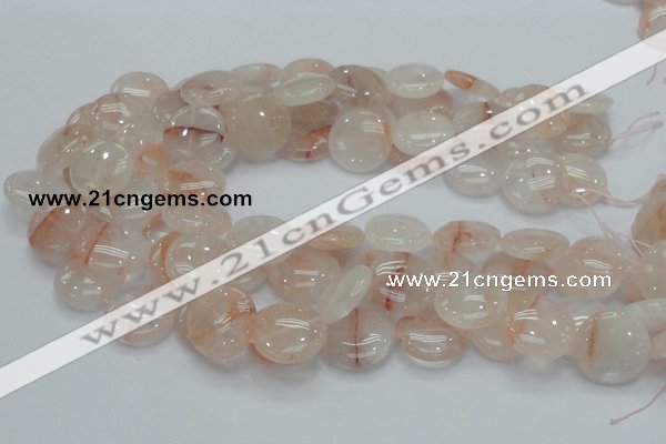 CPQ03 15.5 inches 20mm flat round natural pink quartz beads