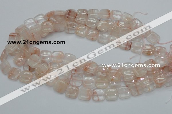 CPQ05 15.5 inches 15*15mm square natural pink quartz beads