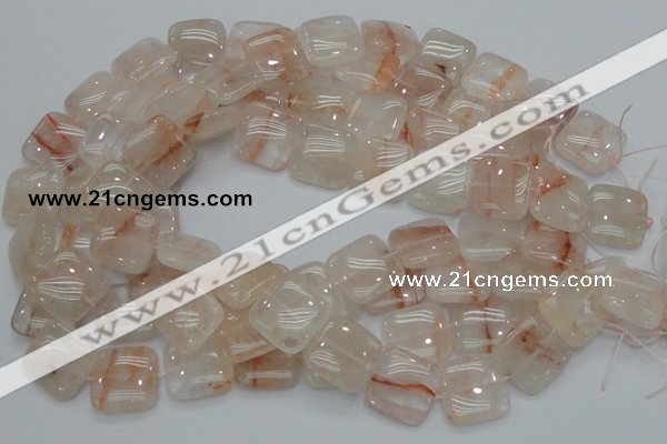 CPQ06 15.5 inches 20*20mm square natural pink quartz beads