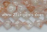 CPQ07 15.5 inches 10*10mm diamond natural pink quartz beads