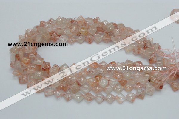 CPQ07 15.5 inches 10*10mm diamond natural pink quartz beads