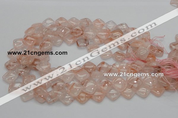 CPQ08 15.5 inches 15*15mm diamond natural pink quartz beads