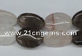 CPQ105 12*16mm oval natural pink crystal & smoky quartz beads