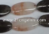 CPQ107 15*20mm oval natural pink crystal & smoky quartz beads