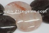 CPQ108 22*30mm oval natural pink crystal & smoky quartz beads