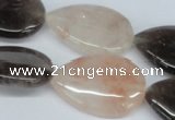 CPQ110 20*30mm flat teardrop natural pink crystal & smoky quartz beads