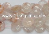 CPQ16 15.5 inches 12mm faceted coin natural pink quartz beads