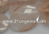 CPQ17 15.5 inches 30*40mm faceted oval natural pink quartz beads