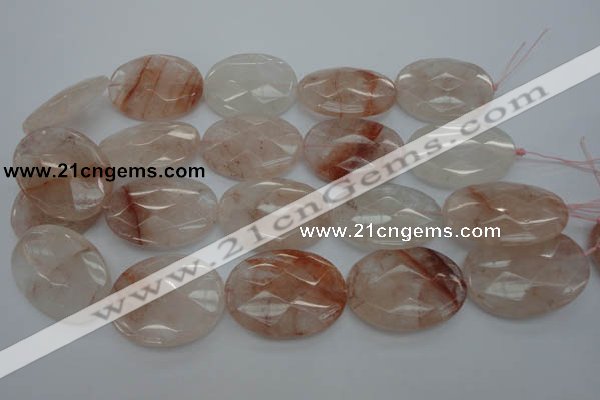 CPQ17 15.5 inches 30*40mm faceted oval natural pink quartz beads