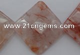 CPQ18 15.5 inches 30*30mm faceted diamond natural pink quartz beads