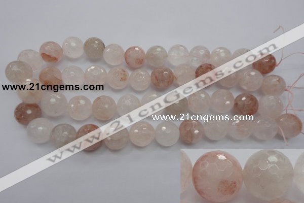 CPQ206 15.5 inches 14mm faceted round natural pink quartz beads