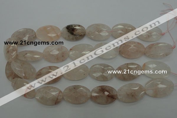 CPQ222 15.5 inches 20*30mm faceted oval natural pink quartz beads