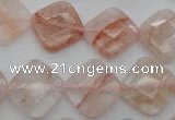 CPQ226 15.5 inches 15*15mm faceted diamond natural pink quartz beads