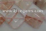 CPQ228 15.5 inches 20*20mm faceted diamond natural pink quartz beads