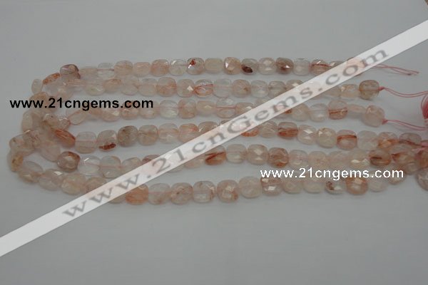 CPQ231 15.5 inches 10*10mm faceted square natural pink quartz beads