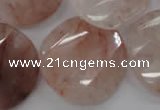 CPQ240 15.5 inches 28mm faceted & twisted coin natural pink quartz beads