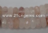 CPQ246 15.5 inches 6*12mm faceted rondelle natural pink quartz beads