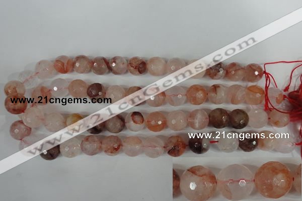 CPQ26 15.5 inches 14mm faceted round natural pink quartz beads