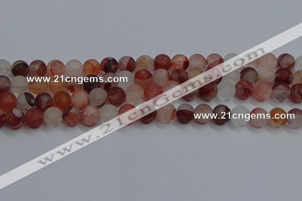 CPQ302 15.5 inches 8mm round matte pink quartz beads wholesale