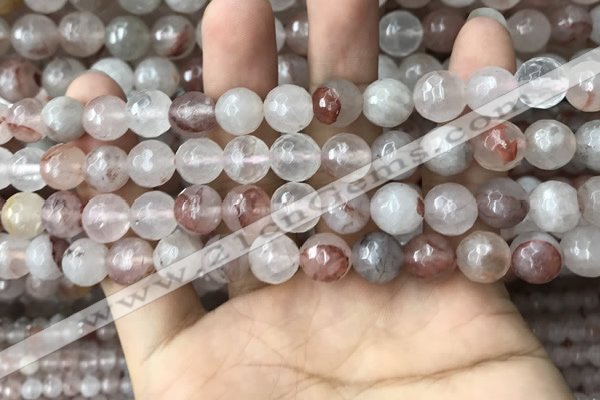 CPQ313 15.5 inches 10mm faceted round pink quartz beads wholesale