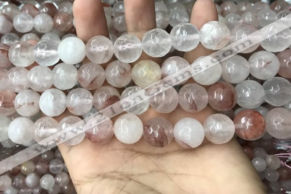 CPQ315 15.5 inches 14mm faceted round pink quartz beads wholesale