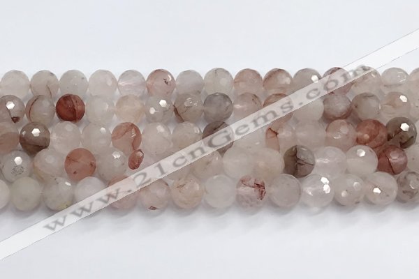 CPQ320 15.5 inches 10mm faceted round pink quartz beads