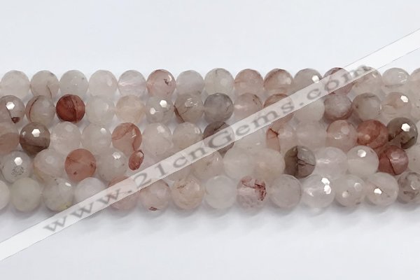 CPQ320 15.5 inches 10mm faceted round pink quartz beads