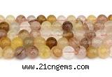 CPQ363 15.5 inches 10mm round pink & yellow quartz gemstone beads