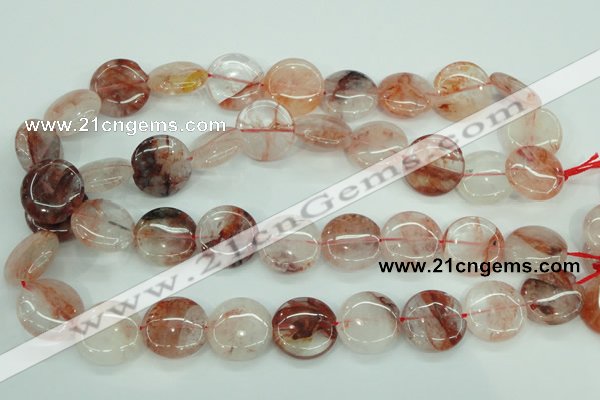 CPQ50 15.5 inches 20mm flat round natural pink quartz beads