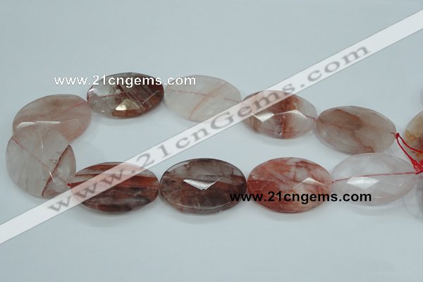 CPQ65 15.5 inches 30*40mm faceted oval natural pink quartz beads